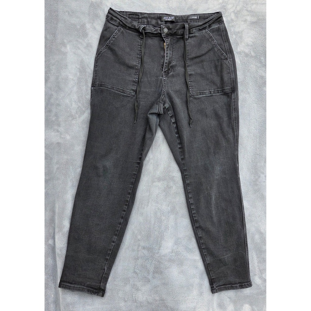 Judy Blue Womens Jogger Jeans 16W Black Washed Denim Drawstring